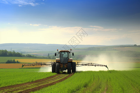 农田喷洒农药的自动化机械高清图片