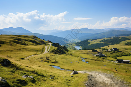 曲曲折折的山村道路图片