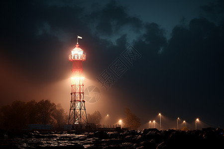 照明塔夜晚照明的灯塔背景