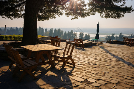 夏季室外的露台休息区图片
