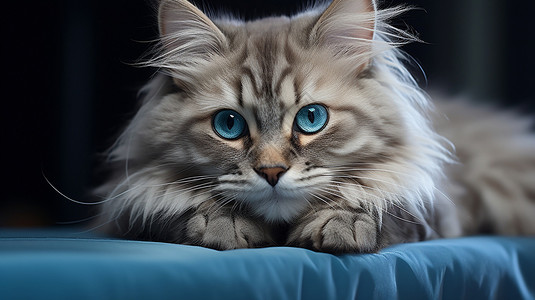 蓝色猫咪蓝色眼睛的可爱猫咪背景