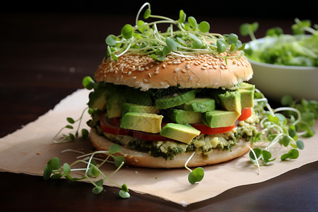 健康的蔬菜汉堡包图片