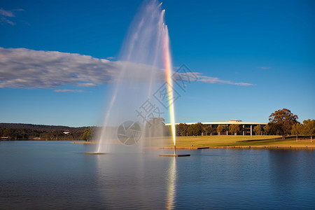 湖上的自然彩虹背景图片