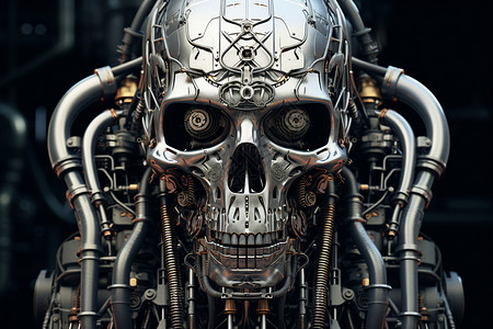 金属骷髅设计的机械骷髅背景