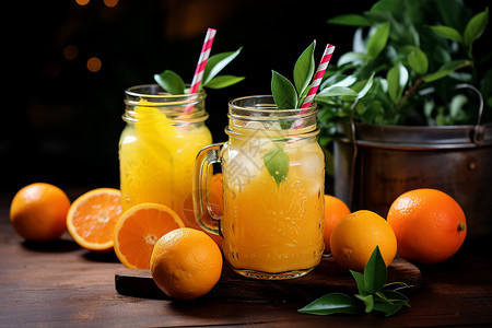 新鲜健康的橙汁图片