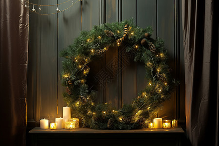 圣诞节的松树花环背景图片