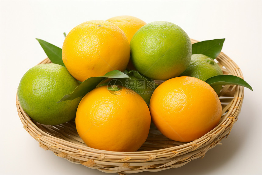 篮子里成熟的柑橘图片