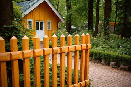 建筑的小屋和栅栏背景图片