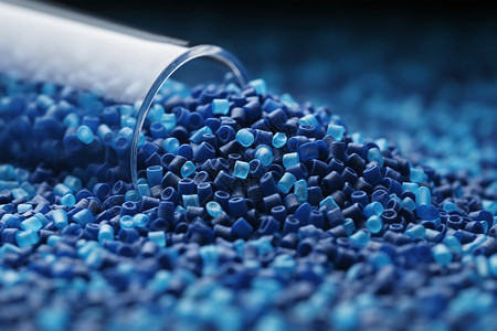 粒子汇聚蓝色的塑料颗粒背景