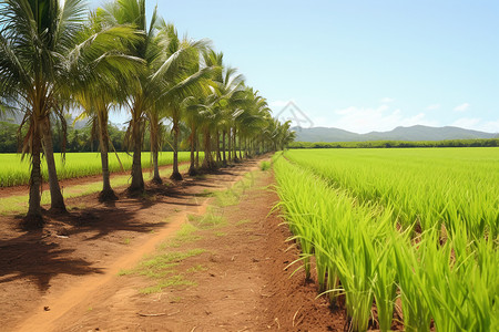 种植的甘蔗树和椰子树图片