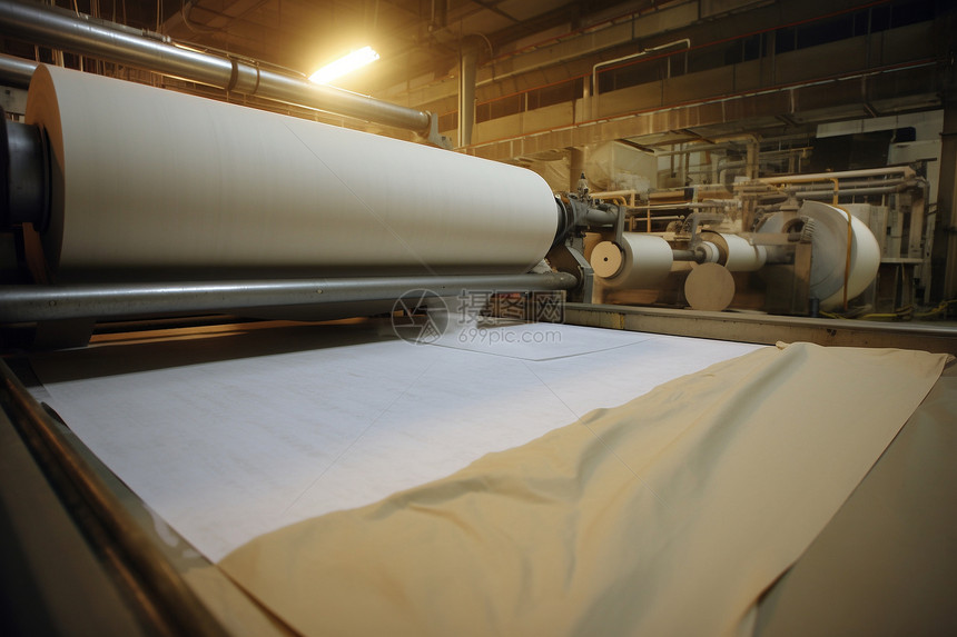 工厂里制造纸张的机器图片