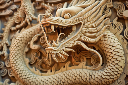 龙纹禅字雕刻传统精美的龙背景