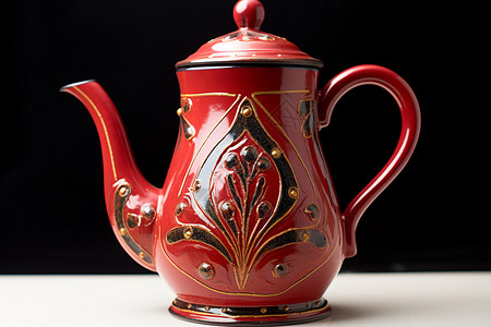 美观的红色茶壶高清图片