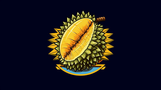 大菠萝榴莲果肉设计标志插画