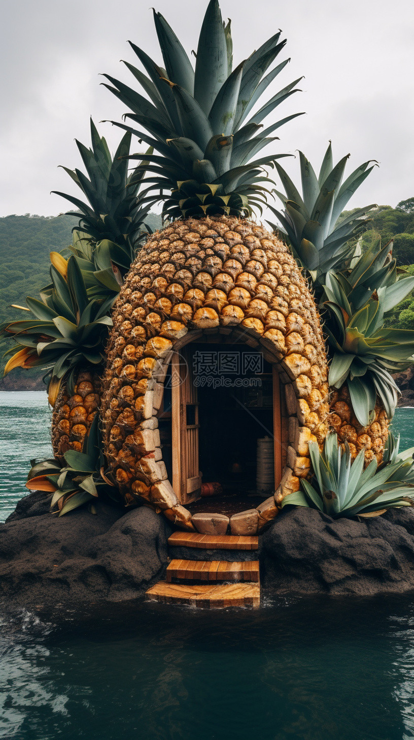 开着门的菠萝屋图片