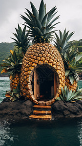 水果屋开着门的菠萝屋背景