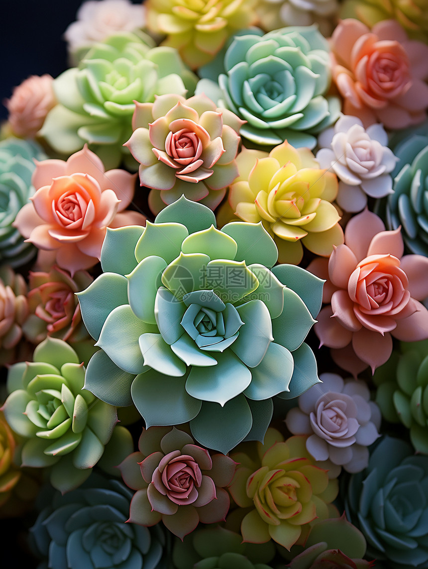 彩色的多肉植物图片