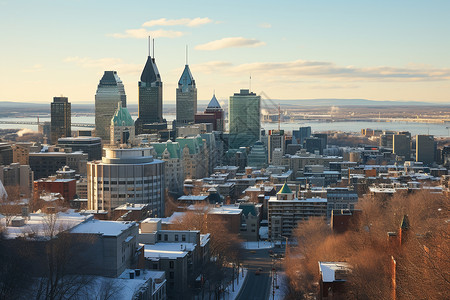 冬日下的城市美景背景图片