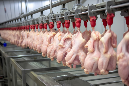 食品加工鸡肉的生产线背景