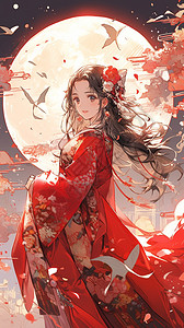 美丽的红衣女性背景图片