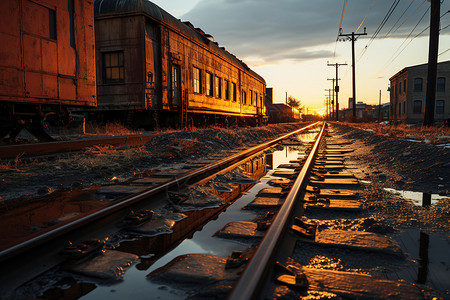 行驶列车的铁轨图片