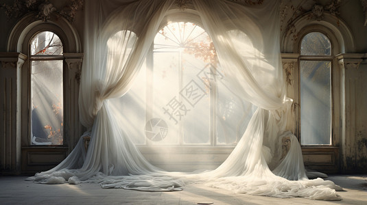 房间内的窗帘背景图片
