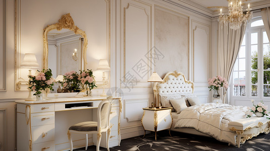 法式装饰温馨的法式卧室背景