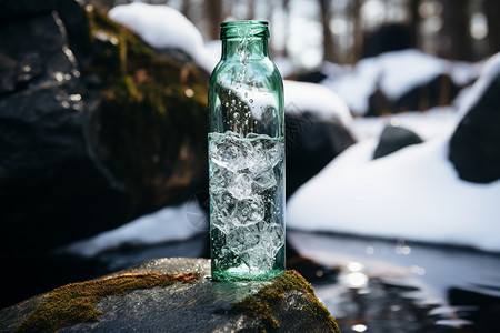 透明瓶子里的水背景