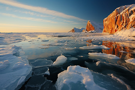 户外海面上的冰背景图片