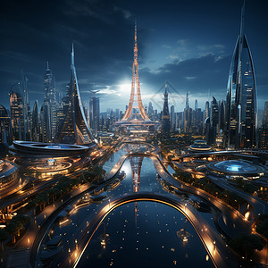 高层风景科幻的城市建筑设计图片