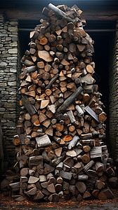 堆积的农业木柴图片