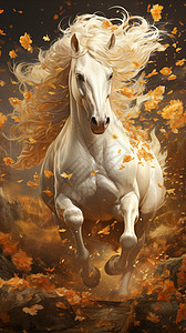 奔跑的白马设计背景图片