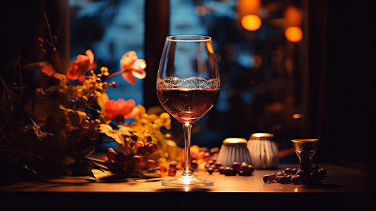 高雅杯子中的红酒背景图片