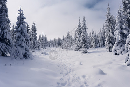 冬季的雪地森林图片