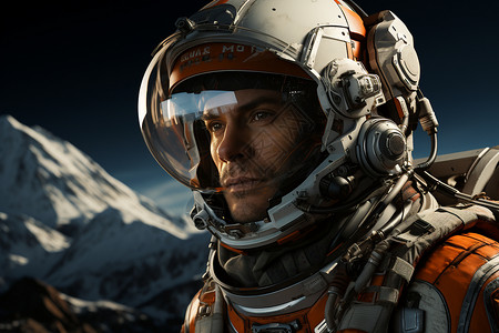 橙色星球宇航员穿着太空服设计图片