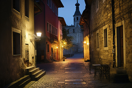 夜幕下的窄街僻巷图片