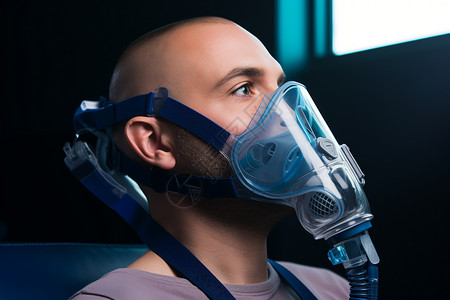 戴着呼吸器的男性背景图片