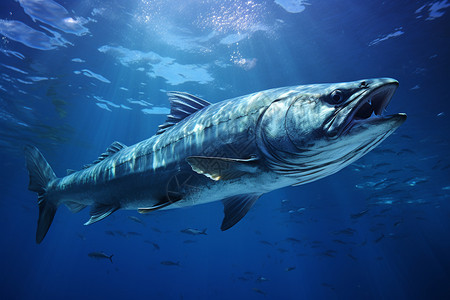 海底的鲨鱼大西洋旗鱼高清图片