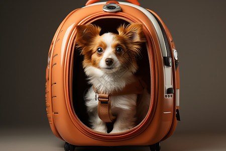 狗运输小狗在行李箱里背景