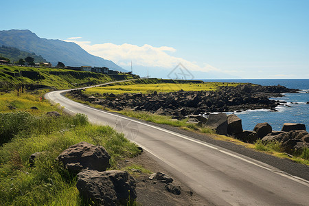 沿海的行驶道路背景图片