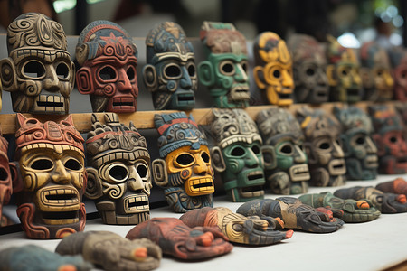 墨西哥节日缤纷的面具背景