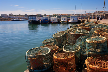 渔家小港沿海村庄高清图片