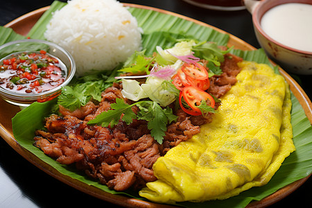 蛋皮越南经典美食背景