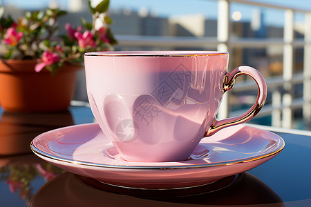 玻璃碟粉红茶的杯碟背景