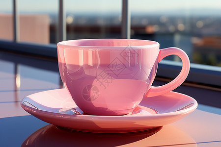 玻璃碟粉色茶杯与茶托背景