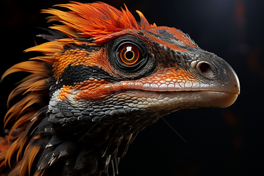 两种颜色羽毛的恐龙鸟图片