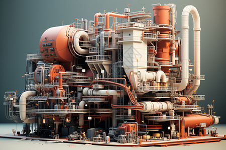 技术转化垃圾焚烧厂的钢铁结构插画