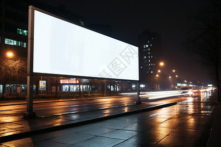 夜晚街道上的广告牌背景图片
