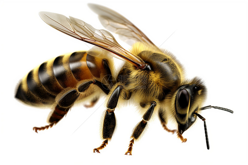 白色背景中的蜜蜂图片