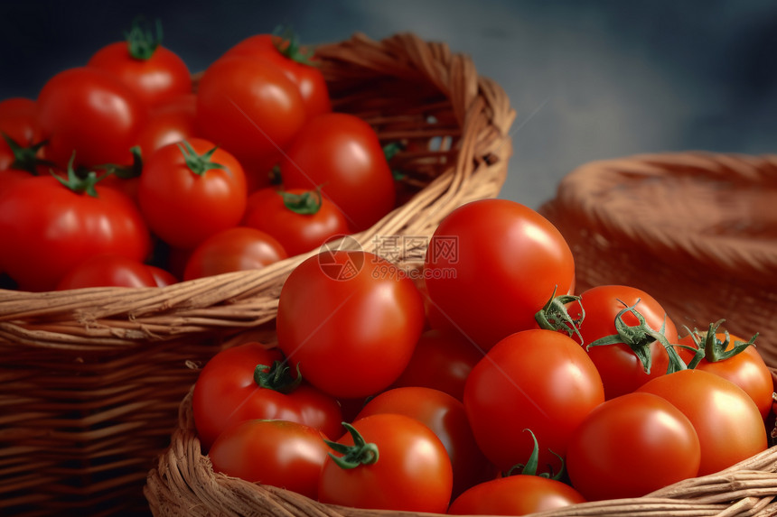 篮子里新鲜的番茄图片